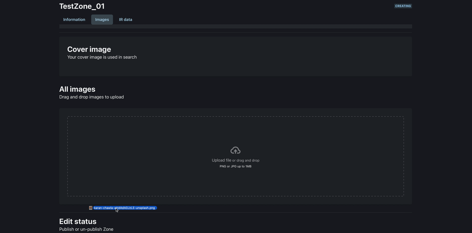 Uploading images to Zones.